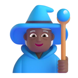 Mage: medium-dark skin tone animated emoji