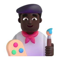 Man artist: dark skin tone animated emoji
