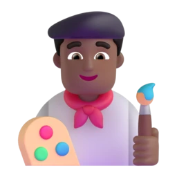 Man artist: medium-dark skin tone animated emoji