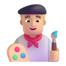 Man artist: medium-light skin tone animated emoji