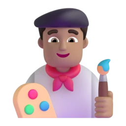 Man artist: medium skin tone animated emoji