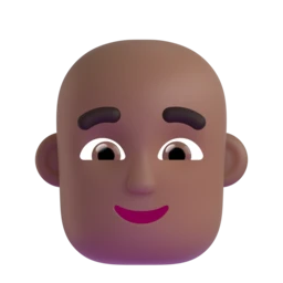 Man: bald: medium-dark skin tone animated emoji