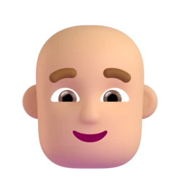 Man: bald: medium-light skin tone animated emoji