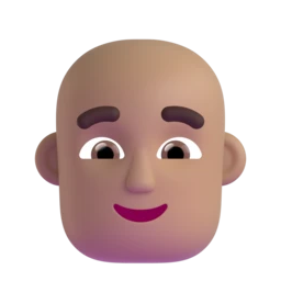 Man: bald: medium skin tone animated emoji