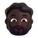 Man: beard: dark skin tone 3D animated emoji