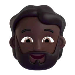 Man: beard: dark skin tone animated emoji
