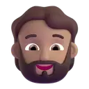 Man: beard: medium skin tone 3D animated emoji
