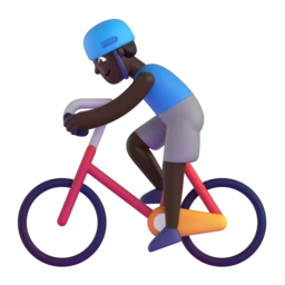 Man biking: dark skin tone animated emoji
