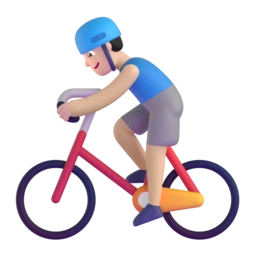 Man biking: light skin tone animated emoji