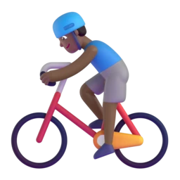 Man biking: medium-dark skin tone animated emoji