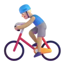 Man biking: medium-light skin tone 3D animated emoji