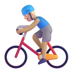 Man biking: medium-light skin tone animated emoji
