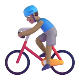 Man biking: medium skin tone animated emoji