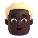 Man: blond hair: dark skin tone 3D animated emoji