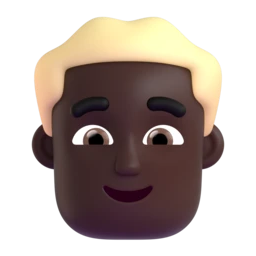 Man: blond hair: dark skin tone animated emoji