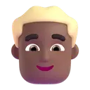 Man: blond hair: medium-dark skin tone 3D animated emoji