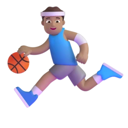 Man bouncing ball: medium skin tone animated emoji