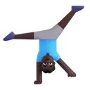 Man cartwheeling: dark skin tone 3D animated emoji