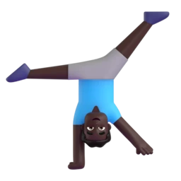 Man cartwheeling: dark skin tone animated emoji