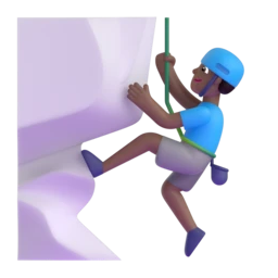 Man climbing: medium-dark skin tone animated emoji