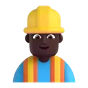 Man construction worker: dark skin tone 3D animated emoji