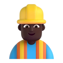 Man construction worker: dark skin tone animated emoji