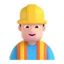 Man construction worker: light skin tone 3D animated emoji