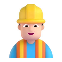 Man construction worker: light skin tone animated emoji