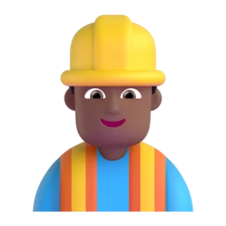 Man construction worker: medium-dark skin tone animated emoji