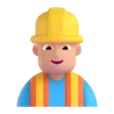 Man construction worker: medium-light skin tone 3D animated emoji