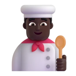 Man cook: dark skin tone animated emoji