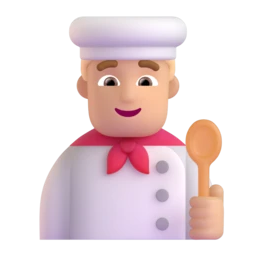 Man cook: medium-light skin tone animated emoji