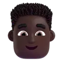 Man: curly hair: dark skin tone 3D animated emoji