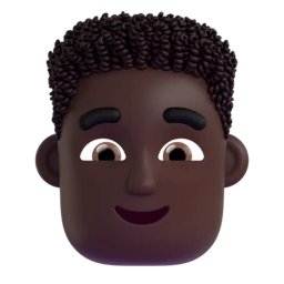 Man: curly hair: dark skin tone animated emoji