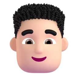 Man: curly hair: light skin tone animated emoji