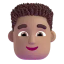 Man: curly hair: medium skin tone 3D animated emoji