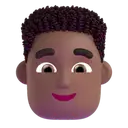 Man: curly hair: medium-dark skin tone 3D animated emoji