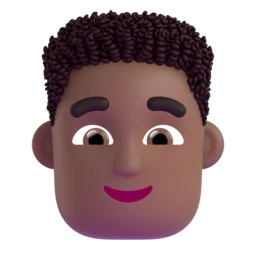 Man: curly hair: medium-dark skin tone animated emoji