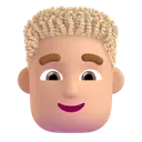 Man: curly hair: medium-light skin tone 3D animated emoji