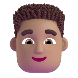 Man: curly hair: medium skin tone animated emoji