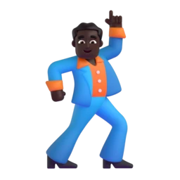 Man dancing: dark skin tone animated emoji