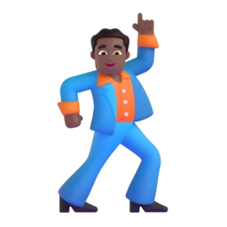 Man dancing: medium-dark skin tone animated emoji