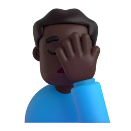 Man facepalming: dark skin tone animated emoji