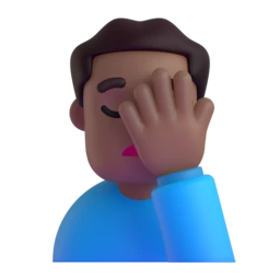 Man facepalming: medium-dark skin tone animated emoji