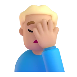 Man facepalming: medium-light skin tone animated emoji