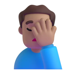 Man facepalming: medium skin tone animated emoji