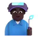 Man factory worker: dark skin tone 3D animated emoji