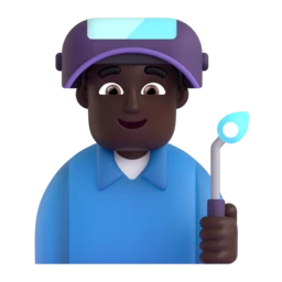 Man factory worker: dark skin tone animated emoji