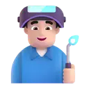 Man factory worker: light skin tone 3D animated emoji