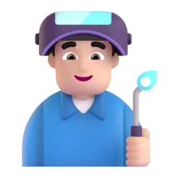 Man factory worker: light skin tone animated emoji